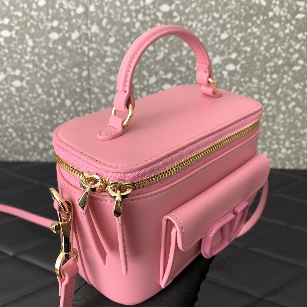 Valentino Garavani Loco Mini Box Bag in Pink Calfskin Leather 